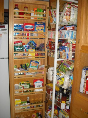 stockpile-1 The pull-out pantry shelves in my kitchen (yeah, I know they're a mess)