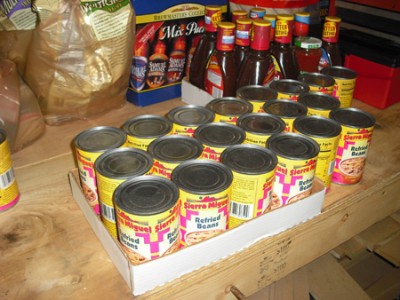 stockpile-8 A freecycle find -- 2 cases of refried beans!