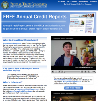 federal trade commission page on free annual credit reports